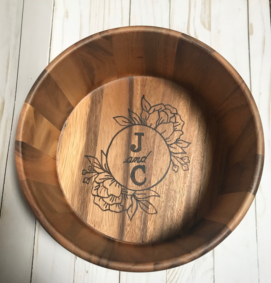 Engraved Wooden Bowl. Wedding Gift. Christmas Gift. Etsy