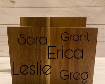 Personalized Wood Burned Napkin Holder. Recipe Holder.  Wedding Gift. Anniversary Gift.