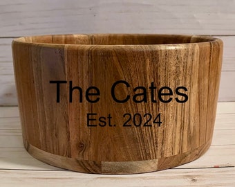 Engraved Wooden Bowl. Wedding Gift. Personalized Bowl. Bride and Groom.