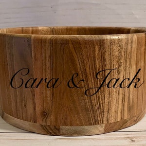 Engraved Wooden Bowl. Wedding Gift. Personalized Bowl. Bride and Groom. image 1