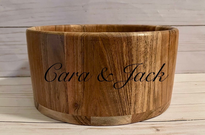 Engraved Wooden Bowl. Wedding Gift. Personalized Bowl. Bride and Groom. image 1