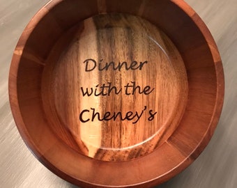 Personalized Wooden Bowl. Wedding Gift. Housewarming Gift. Christmas Gift.