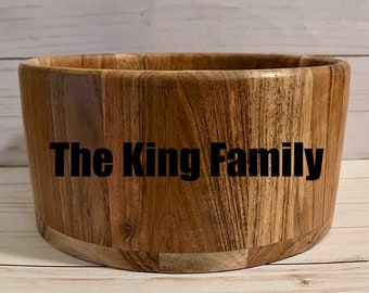 Engraved Wooden Bowl. Wedding Gift. Personalized Bowl. Bride and Groom.