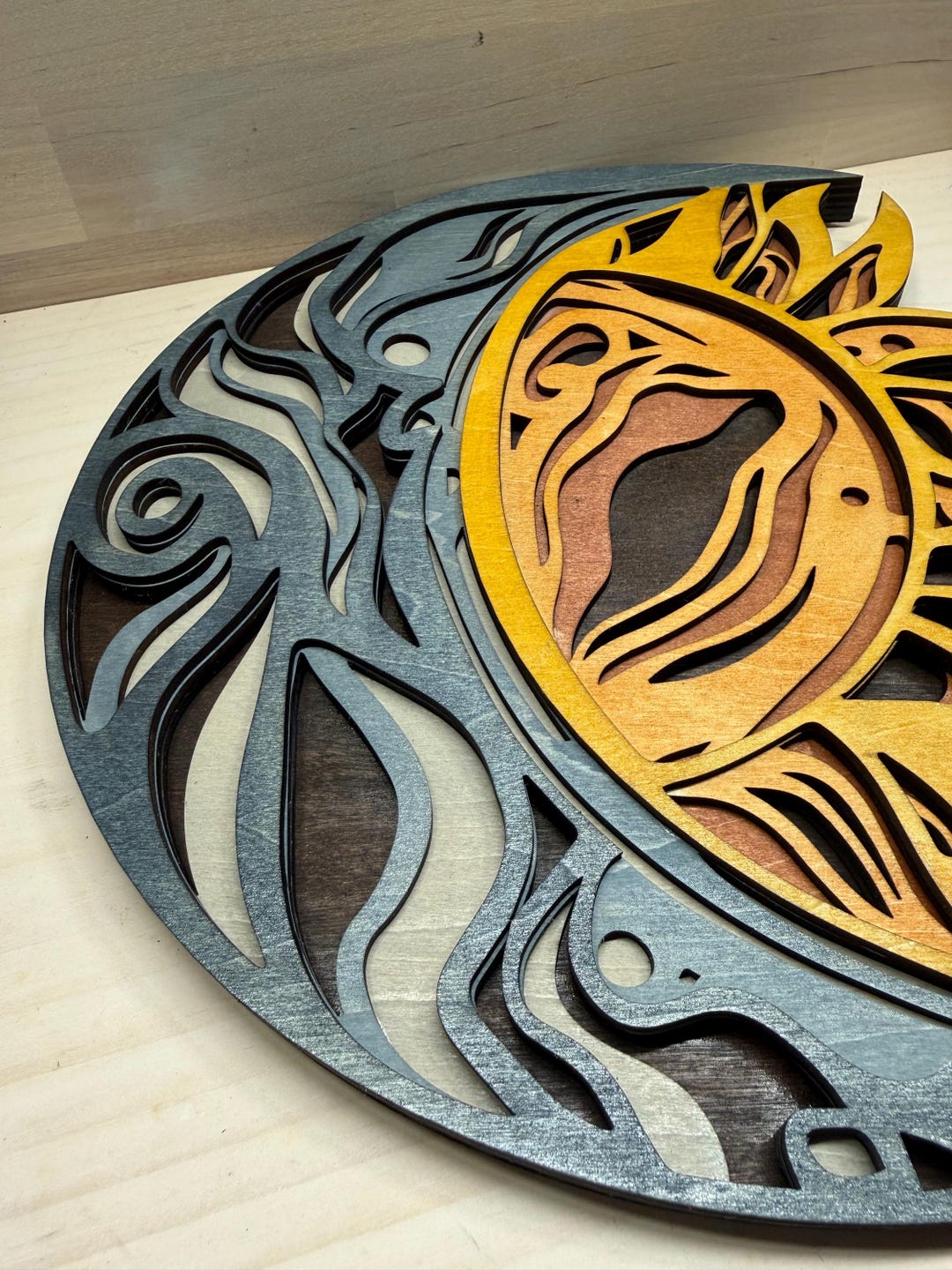 Sun & Moon Celestial Wood Wall Art - Etsy