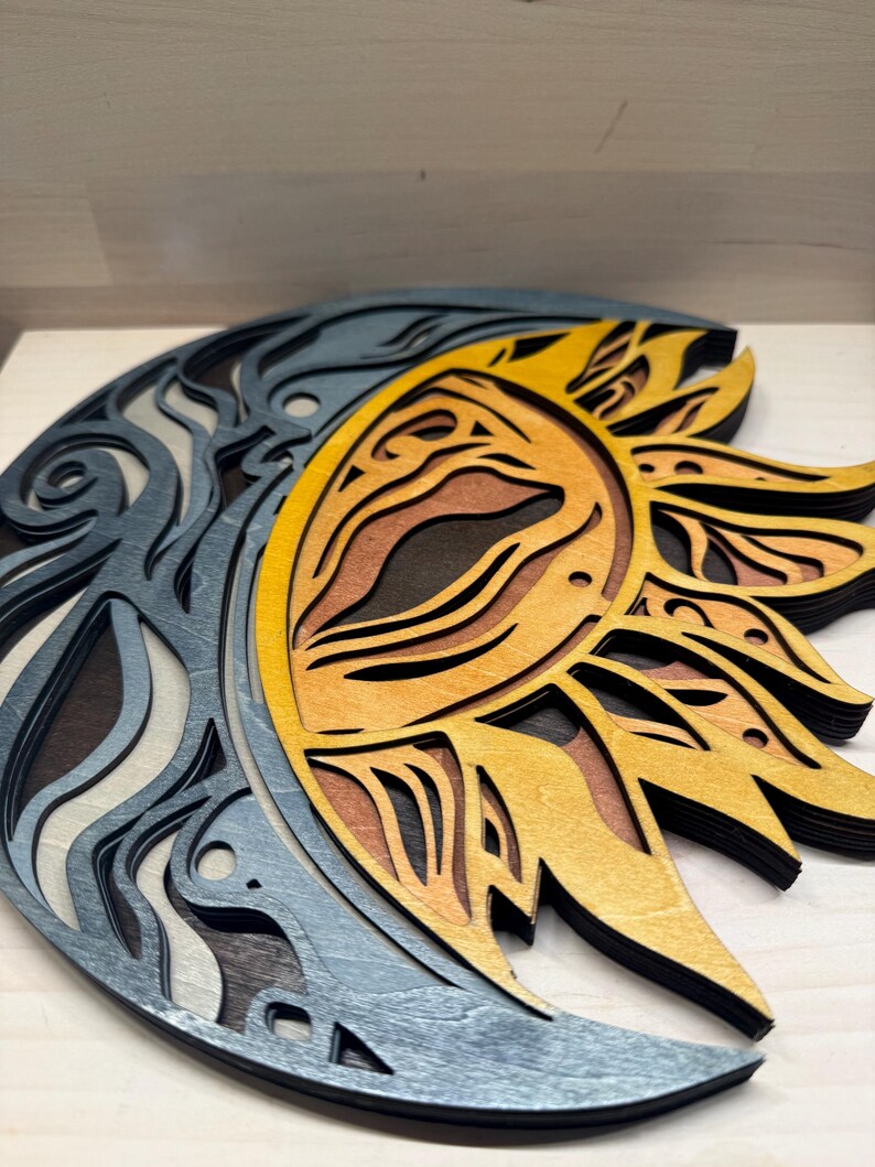 Sun & Moon Celestial Wood Wall Art - Etsy