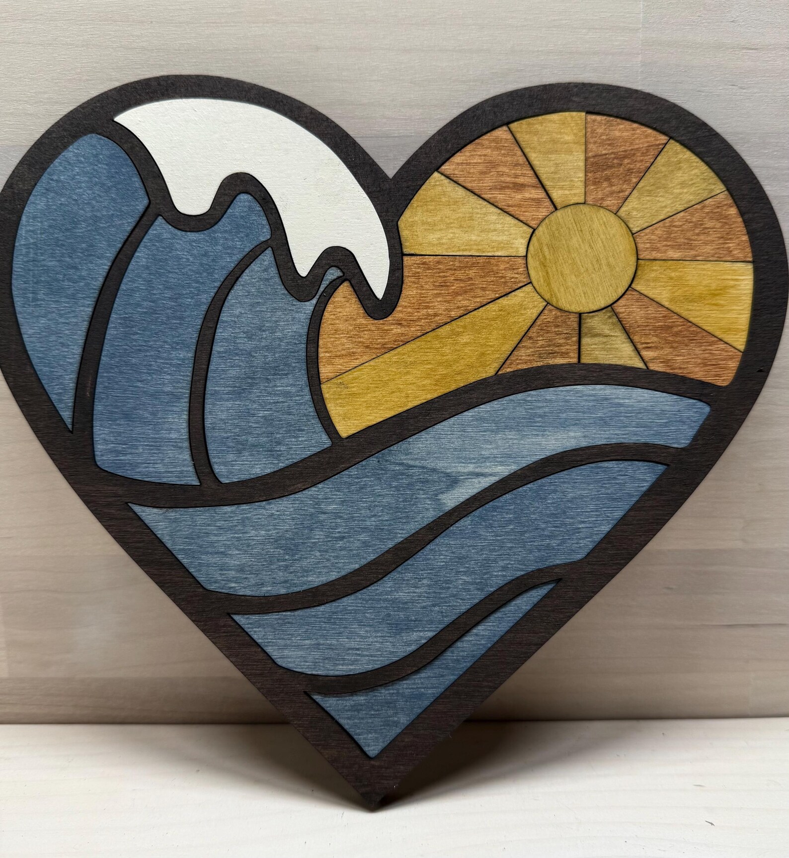 I Love the Ocean Wall Art, Seaside Heart With Waves and Sunburst - Etsy