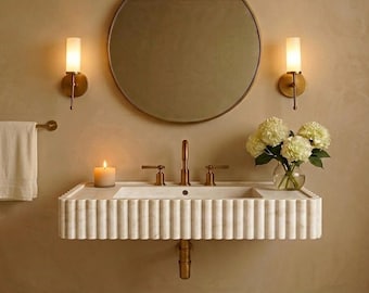 Luxury Basin - Italian Carrara White Sink - Natural Stone - Fluted