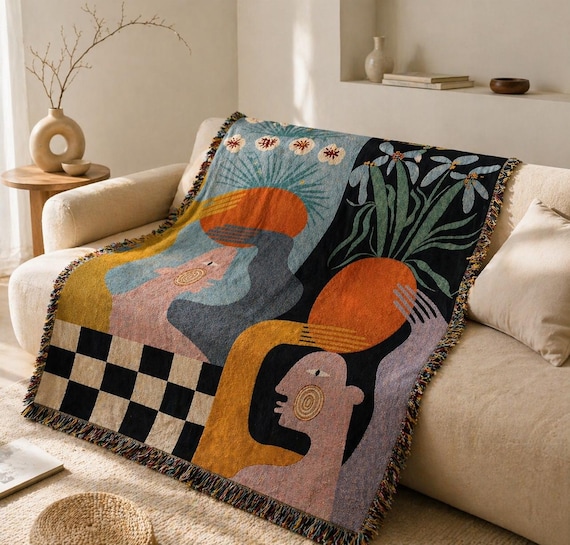 Abstract Woven Wall Tapestry | Modern Boho Home Decor | Artistic Textile Wall Hanging | Aesthetic Blanket | Living Room Decor