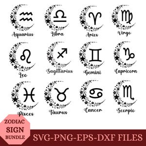 Sterrenbeeld SVG-bundel, hemelse horoscoop clipart, astrologie gesneden bestanden (svg, png, eps, dxf)