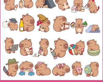 Capibara SVG-bundel, schattige capibara SVG PNG, grappige capibara clipart-collectie, kawaii dierlijke Cricut-bestanden