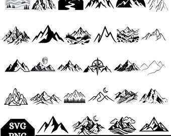 Berg SVG-bundel, bosboom SVG-bestanden voor Cricut, avontuur landschap SVG, kamperen buiten gesneden bestanden
