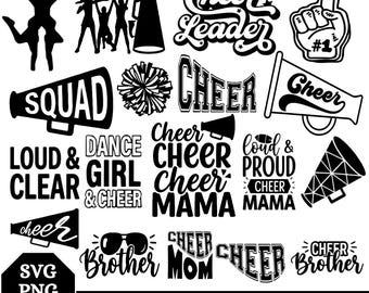 Cheer SVG-bundel | Cheer Mom SVG-bundel | Cheerleading SVG png | Cheerleader-snijbestand voor Cricut en Silhouette