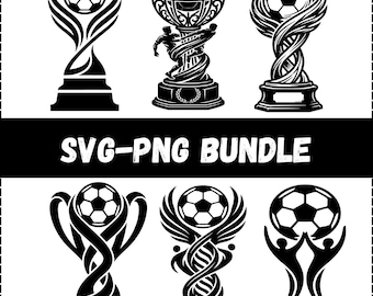 Voetbaltrofee SVG PNG-bundel | Clipart voetbaltrofee | Sports Award-svg-bestanden | Ontwerpen trofee voetbalkampioenschappen
