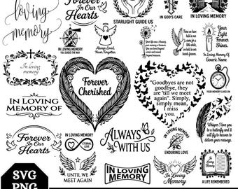In Loving Memory SVG-bundel, RIP SVG, Memorial PNG-bundel, Memorial Shirt Design, Remembrance SVG-bestanden voor de Cricut