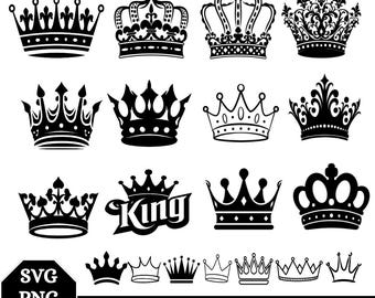 Crown SVG-bundel, Crown SVG PNG, Royal Crown Vector Set, Princess crown, King Crown-illustraties, commercieel gebruik