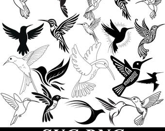 Kolibrie SVG PNG-bundel, kolibrie clipartcollectie, Flying Bird SVG, Floral kolibrie ontwerpen, Cricut Cut-bestanden