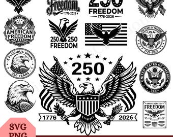 250e verjaardag Amerikaanse vlag adelaar svg png | Patriottisch USA Eagle-ontwerp | 4 juli-clipart | Cricut silhouet gesneden bestand
