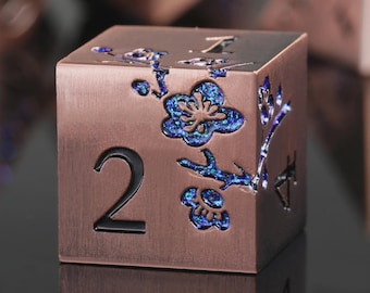 Metal Sakura Dice Set, Cherry Blossom DND Dice, 7PCS Polyhedral Metal Dice, RPG Dice Set for Dungeons and Dragons, Tabletop Gaming Dice