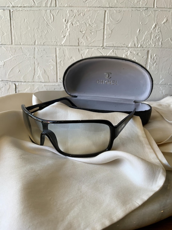 Y2K Black Chanel Shield Sunglasses - Etsy Australia