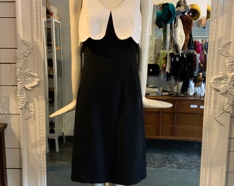 1960s black and white cocktail dress | Size Small
