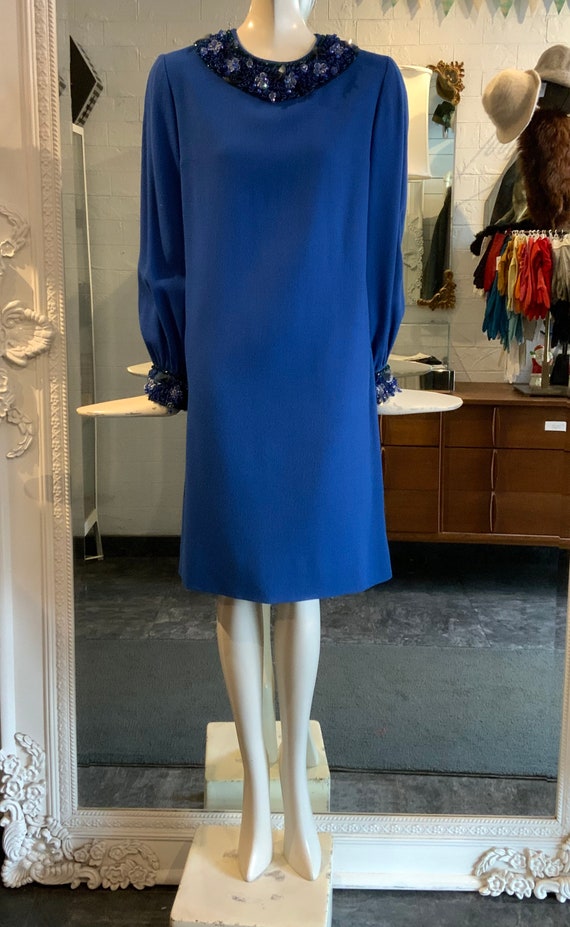 Roger Freres cobalt wool and sequin dress  | Size 