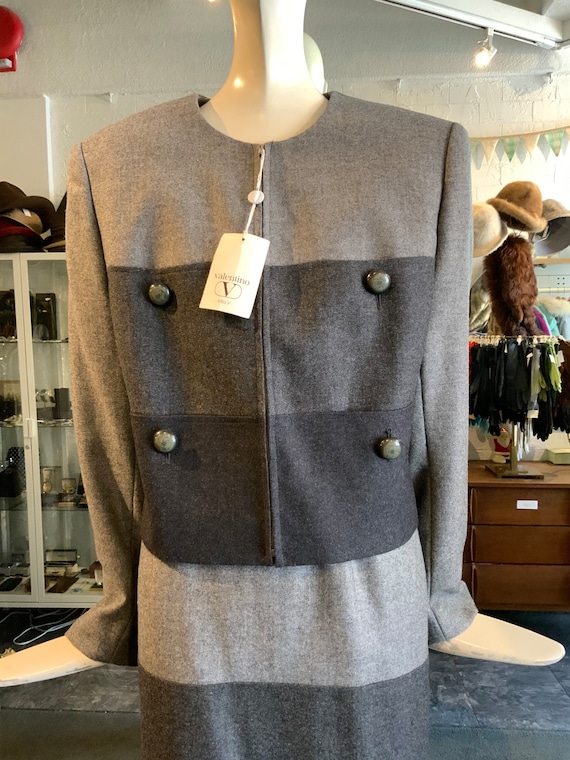 1980s DEADSTOCK grey wool VALENTINO suit| Sz S - image 2
