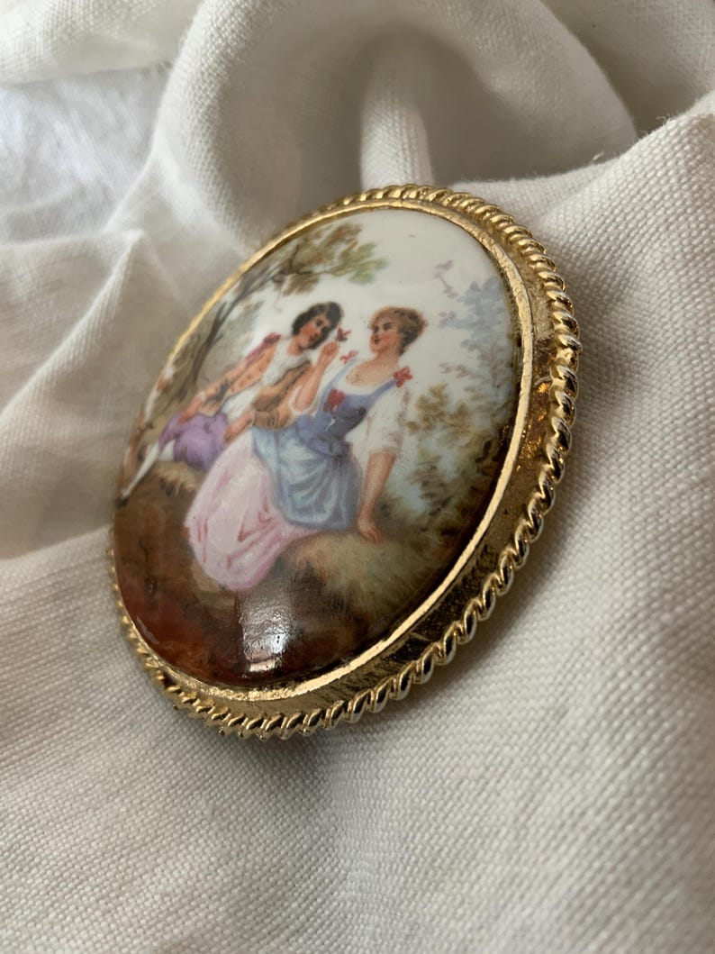 1970s 80s Ceramic Portrait Brooch - Etsy