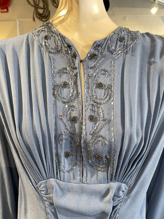 1930s Crepe Beaded Gown | Size S - image 3