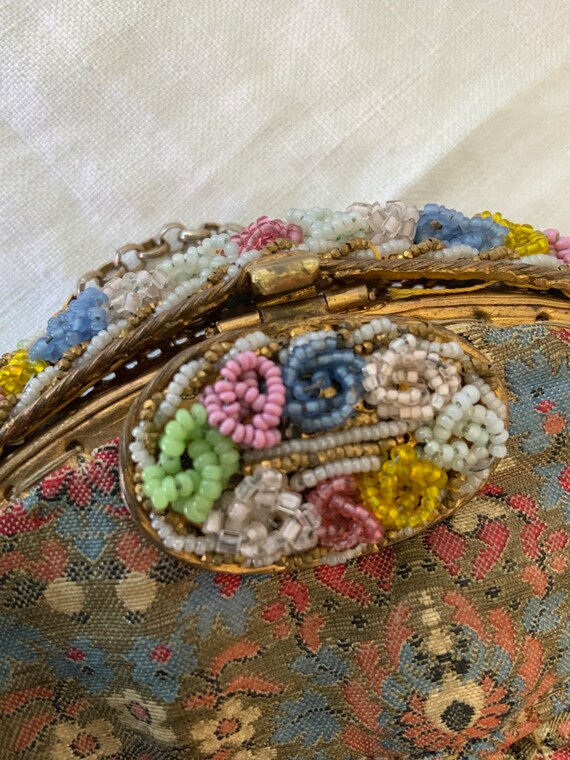 フランス　アンティーク ハンドバック ビーズ装飾 19世紀 ヴィンテージ1950フランス製アンティークビーズバッグアンティーク