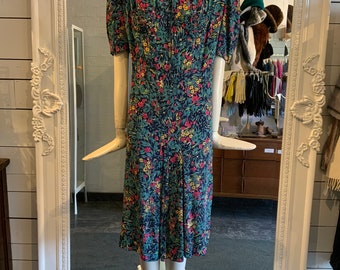 1940s floral day dress | Size S