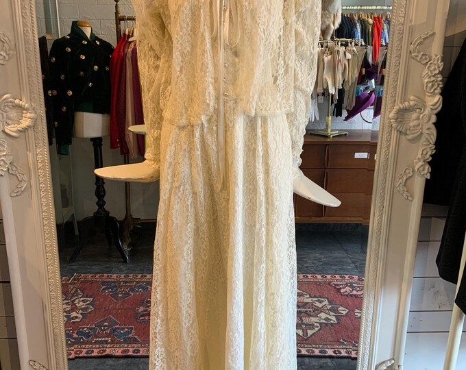 1970s GUNNE SAX Lace Dress, Wedding Dress | Sz Medium - Etsy
