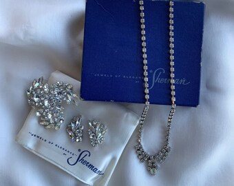 SHERMAN 3 piece set, necklace, brooch, earrings