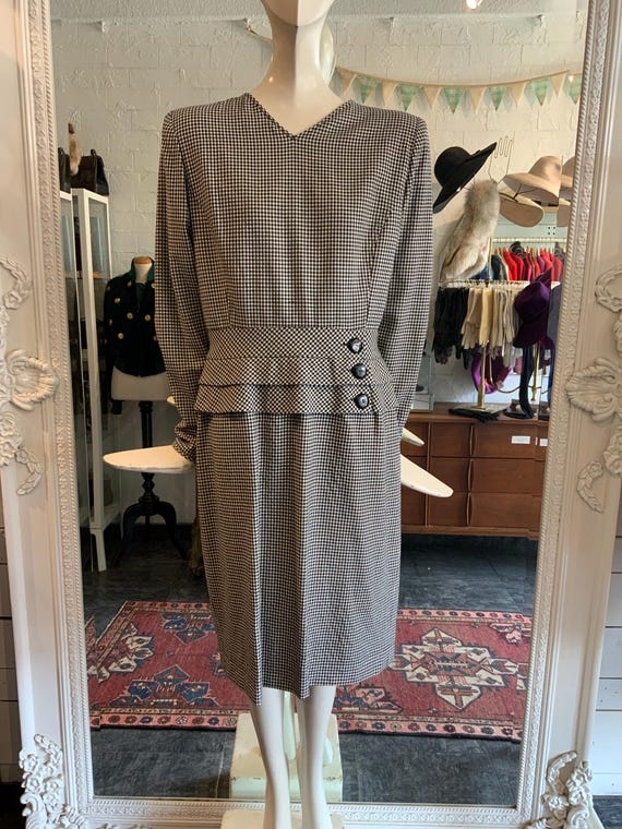 Valentino, 1980s VALENTINO black and beige dress| Sz Med