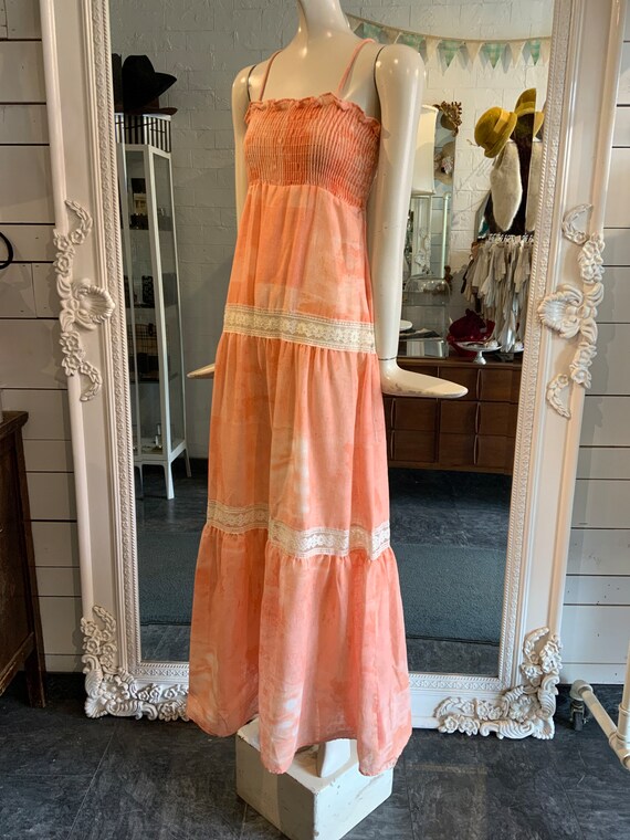 1970s peach PRAIRIE dress | Size Small - image 4