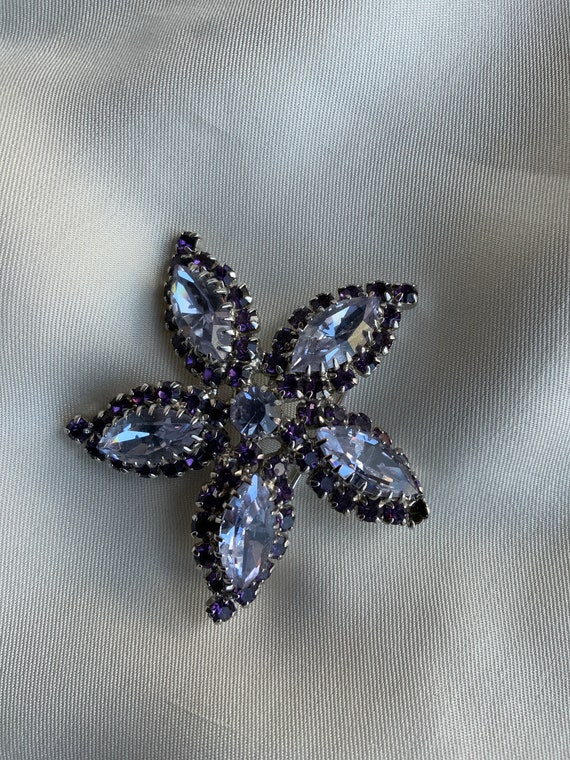 RARE  Sherman lilac, purple crystal brooch & earr… - image 2