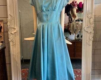 1950s baby blue fit and flare dress| Sz XS-S