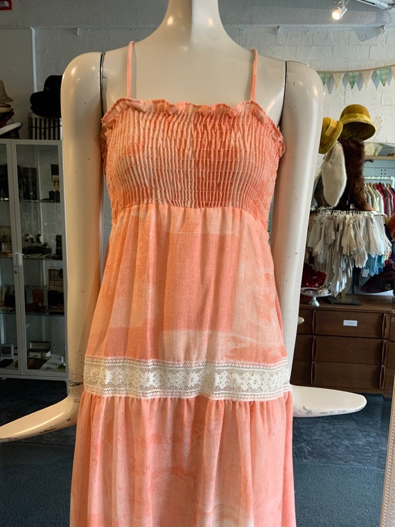 1970s peach PRAIRIE dress | Size Small - image 2