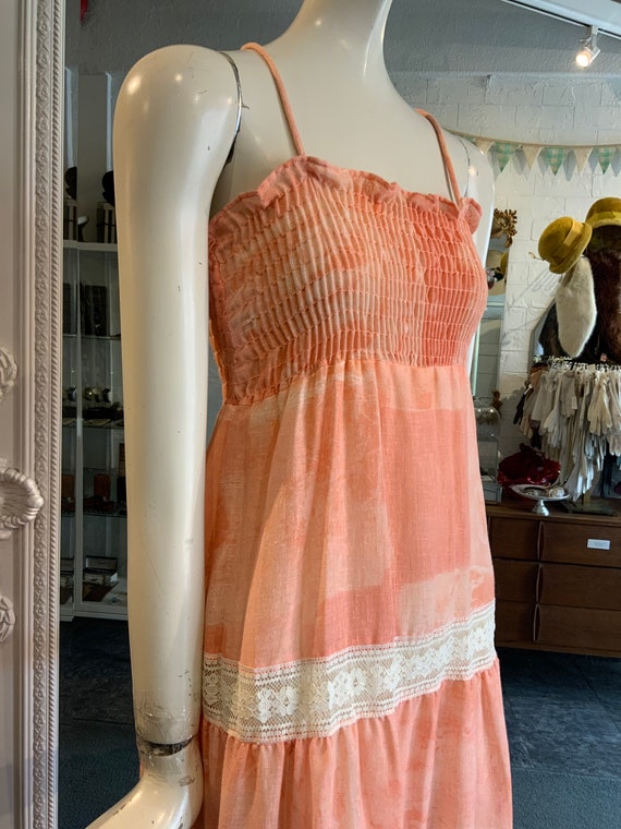 1970s peach PRAIRIE dress | Size Small - image 5