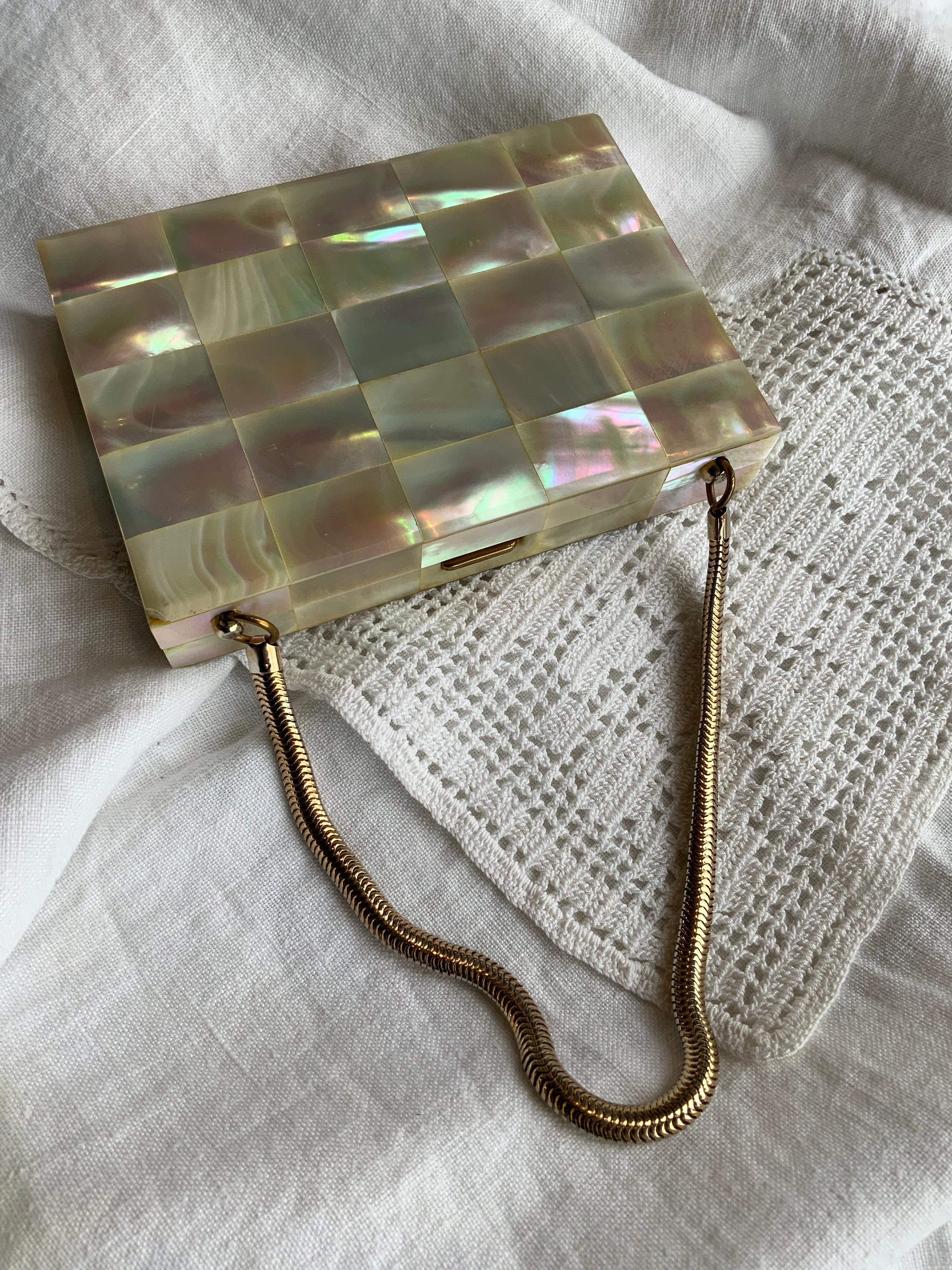 50s Mother of Pearl Carry All Clutch, Compact - Etsy