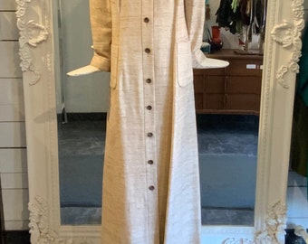 1960s raw silk maxi coat | Medium