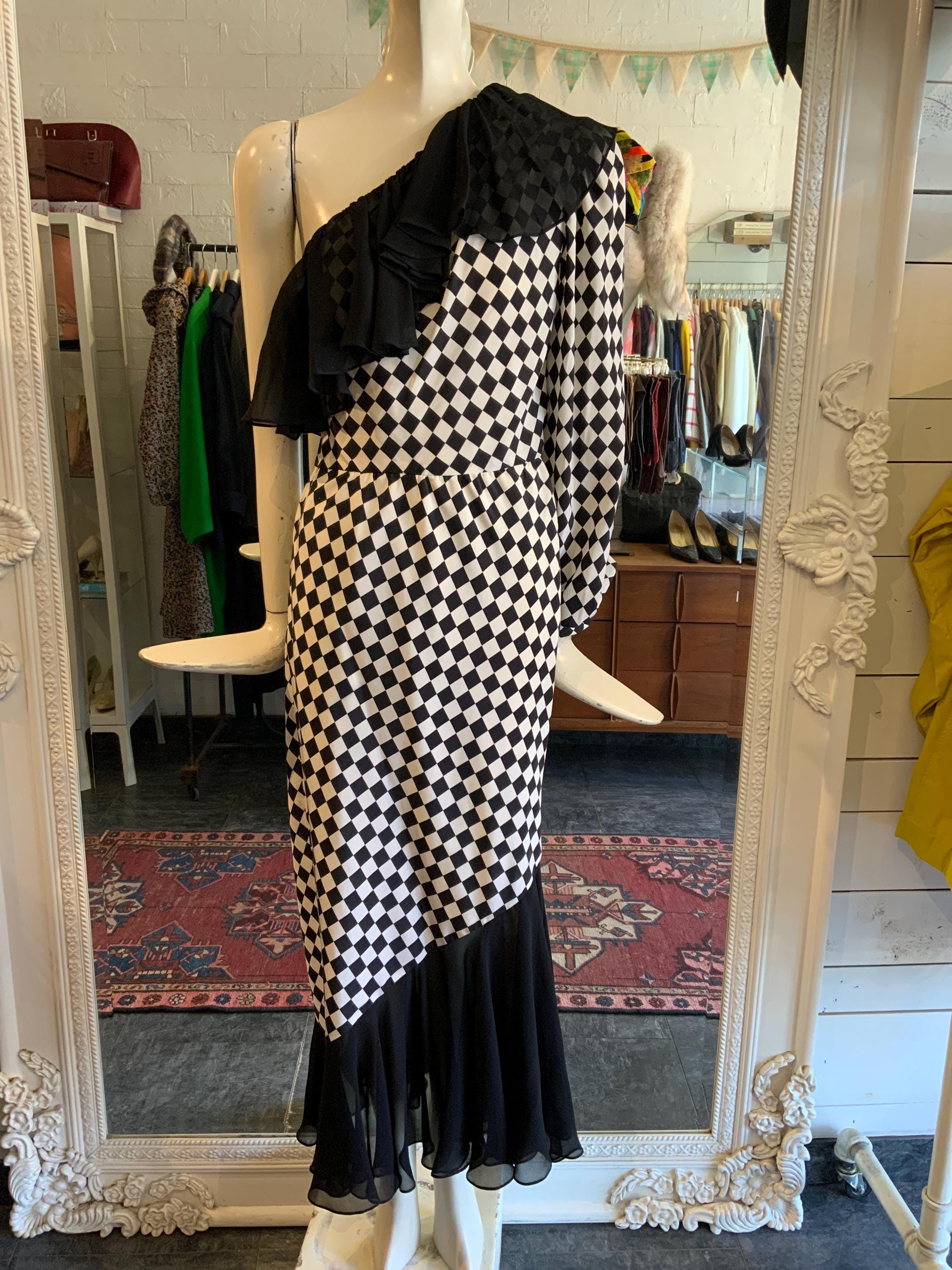 80s black and white dress Curved Symmetry Thicklicious Dress main image 0