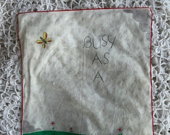 50s novelty print hankie, cotton handkerchief