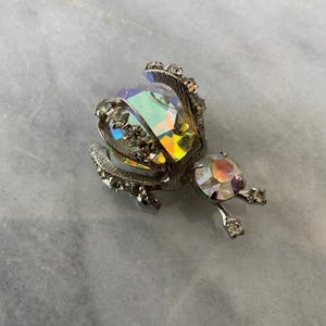 Vintage rhinestone bug bottle brooch