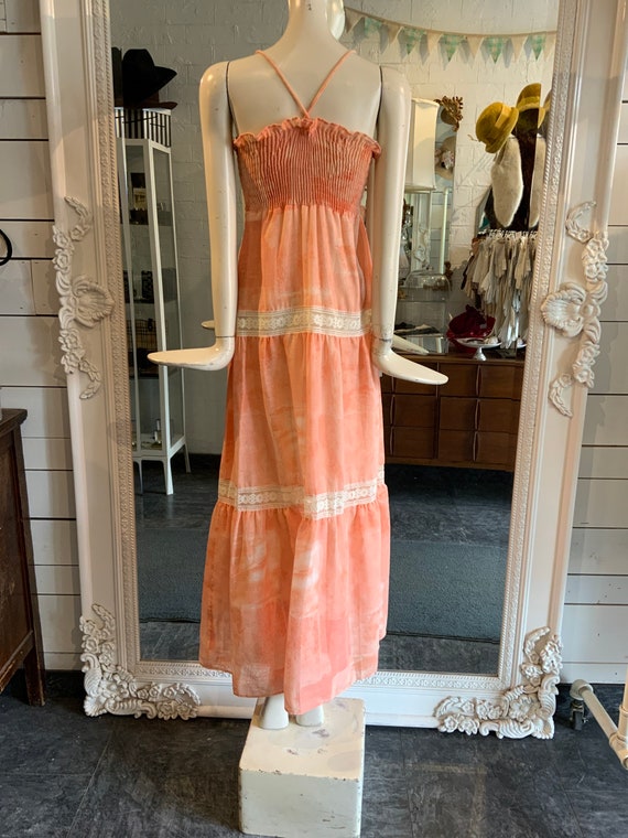 1970s peach PRAIRIE dress | Size Small - image 7