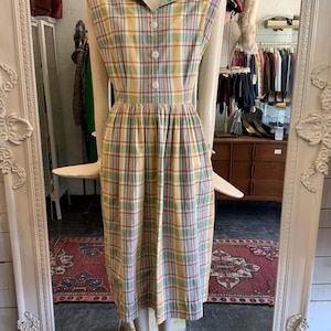 Green and White Plaid Dress - Etsy