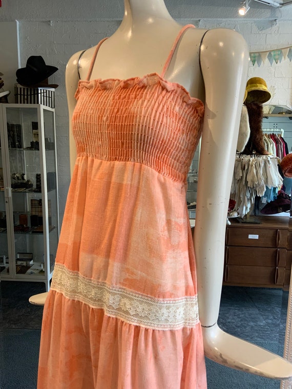 1970s peach PRAIRIE dress | Size Small - image 3