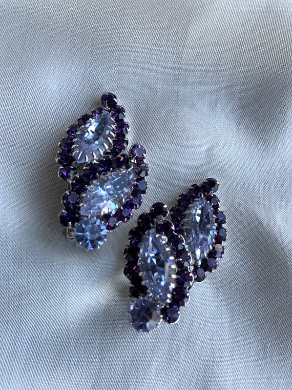 RARE  Sherman lilac, purple crystal brooch & earr… - image 9