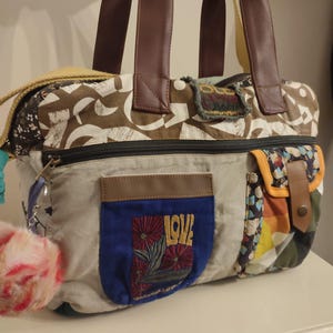 Handmade Patchwork Shoulder Bag, Bohemian Style Multicolored Women's Bag, Large Everyday