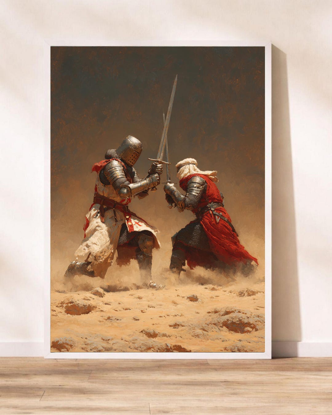 Medieval Crusader Vs Muslim Warrior Duel Poster - Epic Knight Sword ...