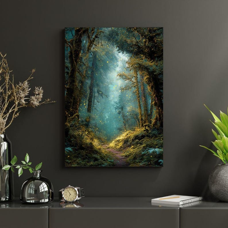 Enchanted Firefly Forest Path Printable Wall Art – Magical Woodland ...